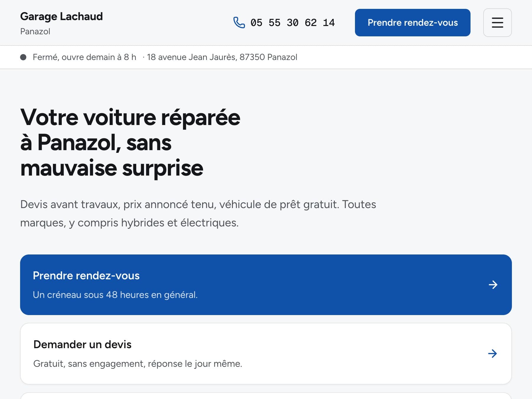 Aperçu du site concept Garage Lachaud