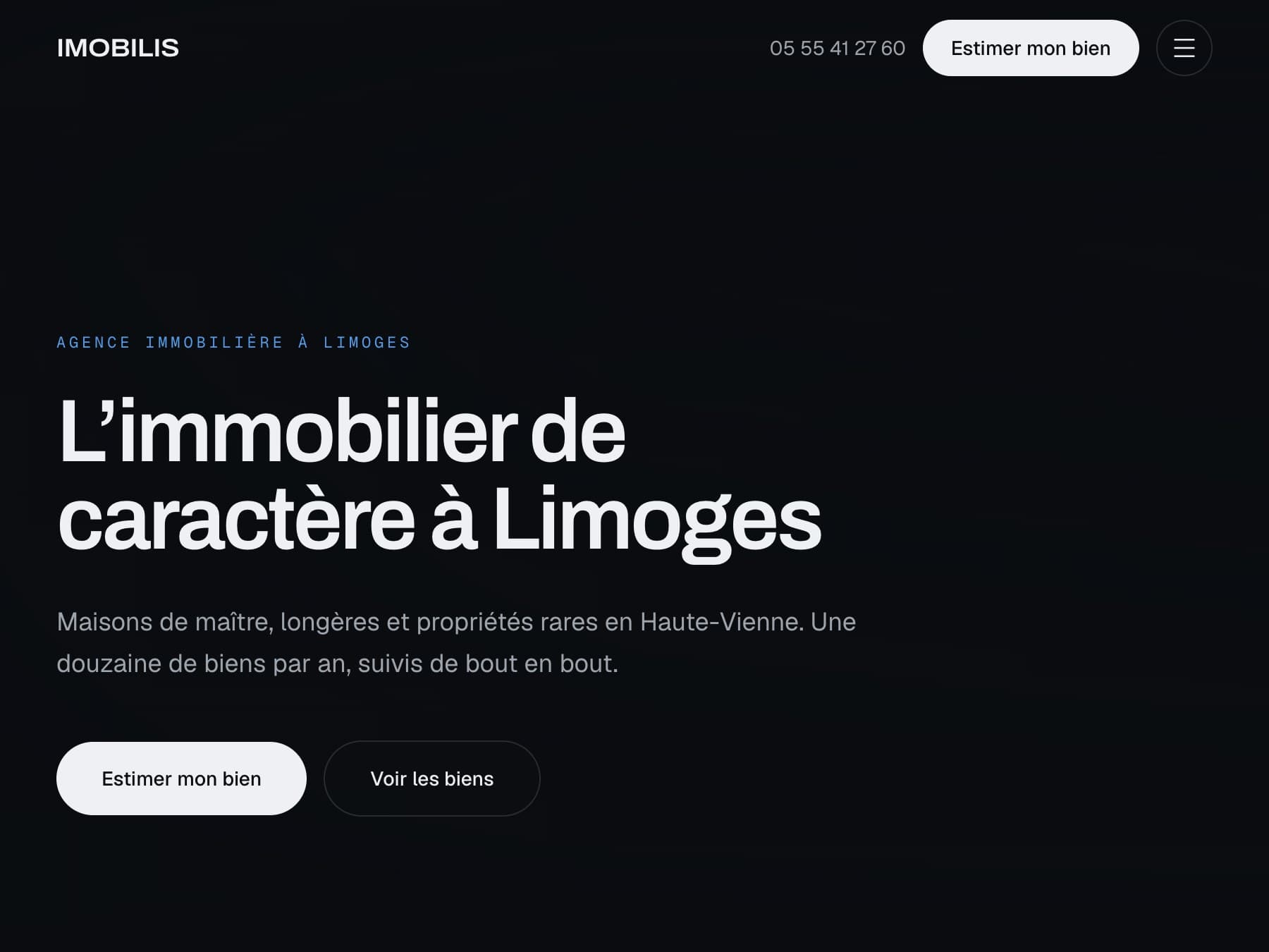 Aperçu du site concept Imobilis